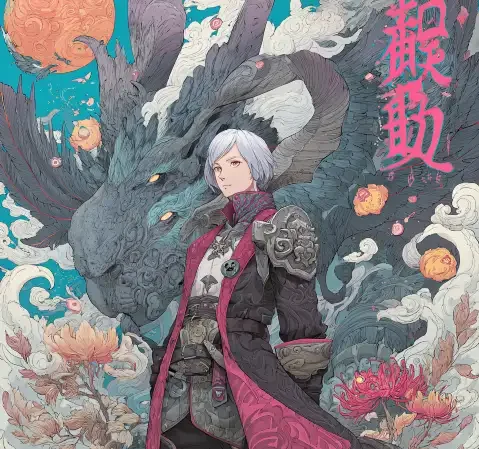 赛博都市背景的机械角色同人创作